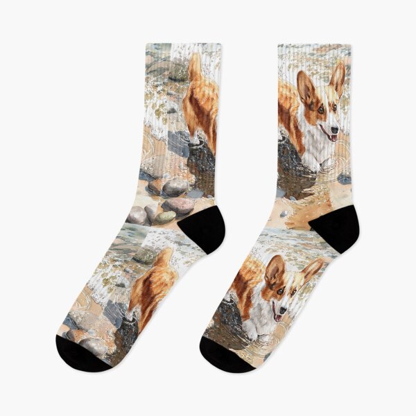 Item preview, A cheerful Corgi playing in a gentle seaside tide pool, Dogs in Motion designed and sold by CDC40.