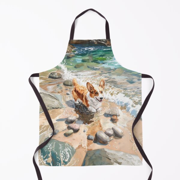 Item preview, A cheerful Corgi playing in a gentle seaside tide pool, Dogs in Motion designed and sold by CDC40.