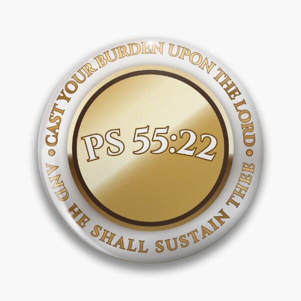 Item preview, Psalm 55:22 – Bible Verse Gold Badge (KJV)  designed and sold by Clothed in Scripture.