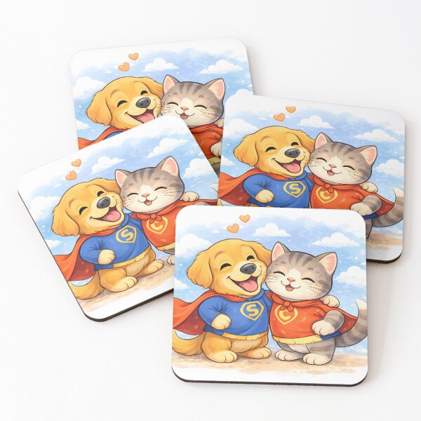 Item preview, Super Pals – Dog & Cat Superhero Best Friends Illustration designed and sold by Furfolkz.