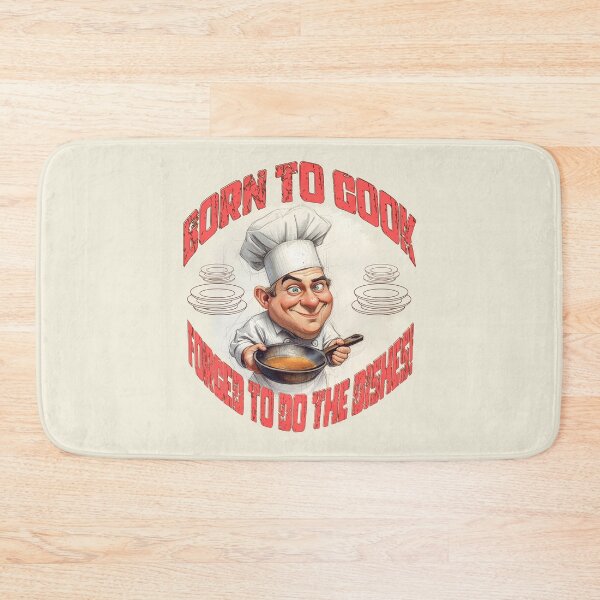 Item preview, Born to Cook, Forced to Do the Dishes – Funny Chef Cooking Humor Illustration designed and sold by TestudoDesign.