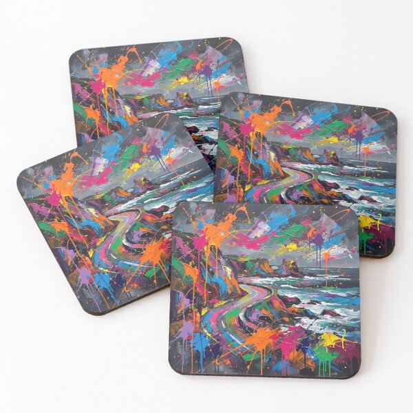 Item preview, Antrim Coast Dreamscape – Bold Abstract Ocean Cliffs in Rainbow Hues designed and sold by Printpix.