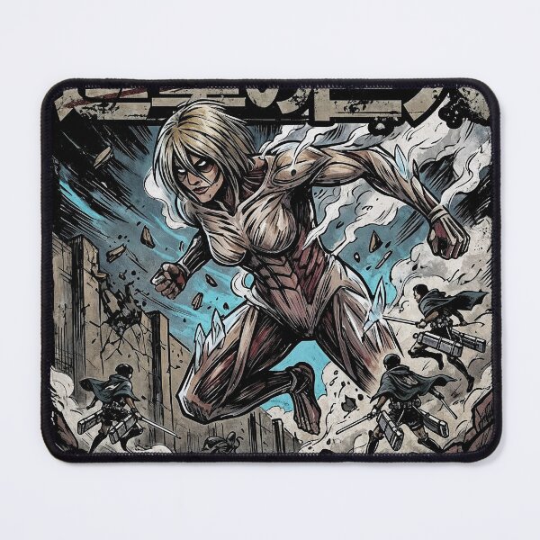 Item preview, Female Titan Anime Warrior Blonde Hair Crystal Armor Muscular Build ODM Gear Captured Scout Regiment Fan Art Portrait Illustration Poster T-Shirt Sticker Print Gift designed and sold by Senpaiwaves.