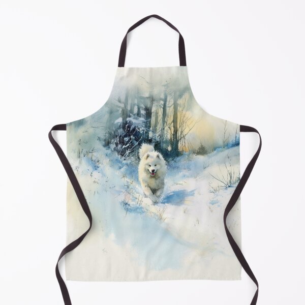 Item preview, A Samoyed bounding through a snowy forest, Dogs in Motion designed and sold by CDC40.
