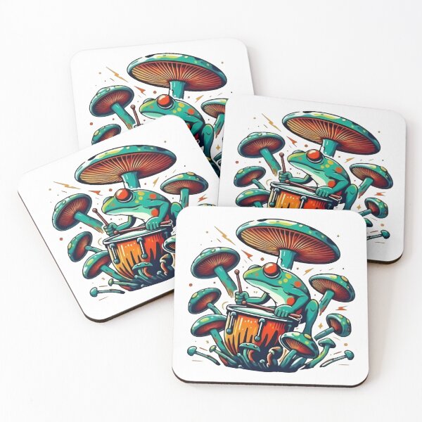 Item preview, Cottagecore Frog Playing Mushroom Drums designed and sold by Samthecreator01.