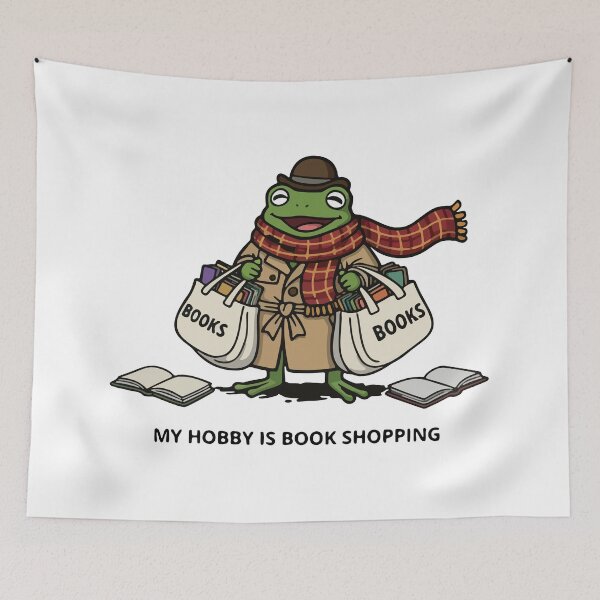 Item preview, Cute Frog Book Shopping Addict Fall Aesthetic Bibliophile Gift designed and sold by Floomart.