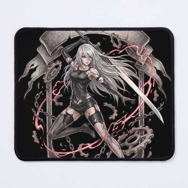 Item preview, A2 NieR Automata YoRHa No.2 Type A Android White Hair Katana Pod 042 Pascal Village Amusement Park 2B 9S Ending E Fan Art Portrait Poster T-Shirt Sticker Gift designed and sold by Senpaiwaves.