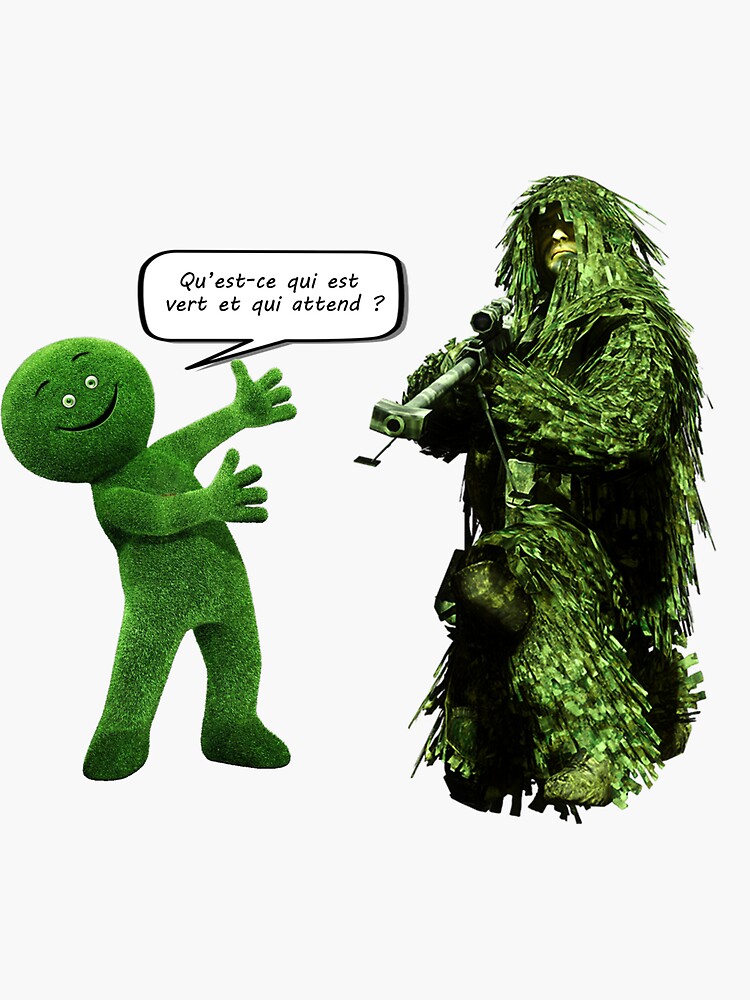 "QU EST CE QUI EST VERT ET QUI ATTEND ?" Sticker for Sale by TORUSMASTAZ Redbubble