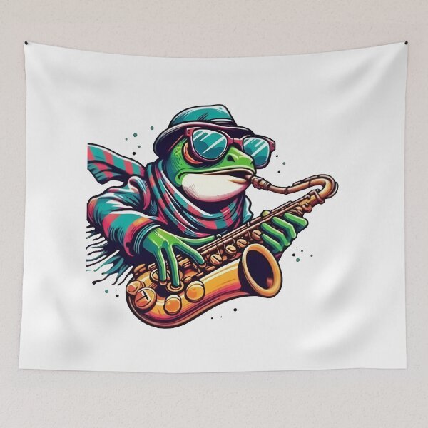 Artikelvorschau, Smooth-Jazz-Frosch spielt Saxophon entworfen und verkauft von Samthecreator01.