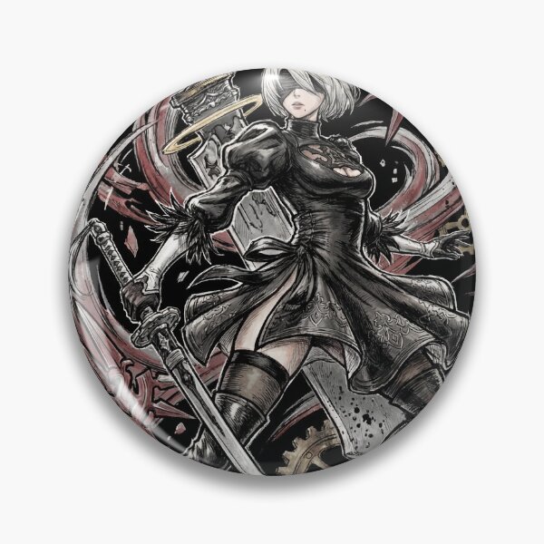 Item preview, 2B NieR Automata YoRHa No.2 Type B Android Blindfold White Hair Katana Pod 153 9S Pascal Village Amusement Park Ending E Fan Art Portrait Poster T-Shirt Sticker Gift designed and sold by Senpaiwaves.