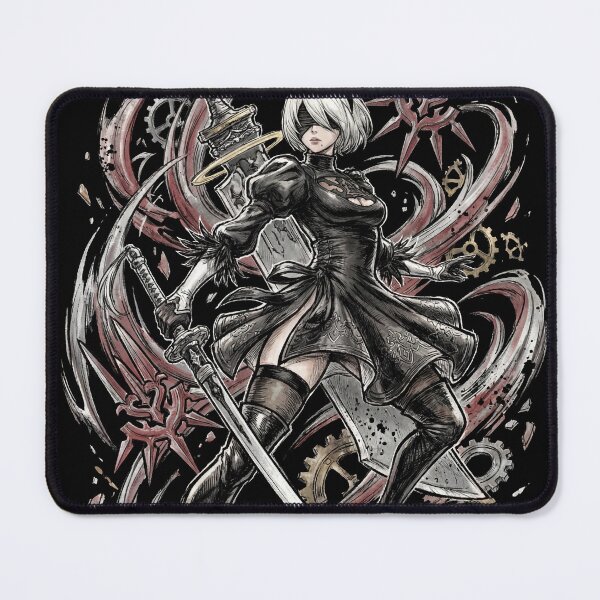 Item preview, 2B NieR Automata YoRHa No.2 Type B Android Blindfold White Hair Katana Pod 153 9S Pascal Village Amusement Park Ending E Fan Art Portrait Poster T-Shirt Sticker Gift designed and sold by Senpaiwaves.
