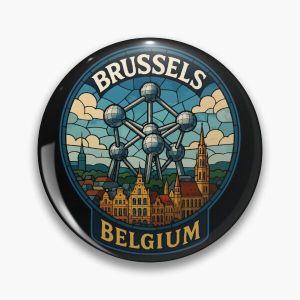 Item preview, Brussels Belgium Stained Glass Vintage Travel designed and sold by TomFrontierArt.