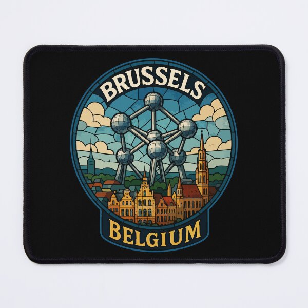 Item preview, Brussels Belgium Stained Glass Vintage Travel designed and sold by TomFrontierArt.