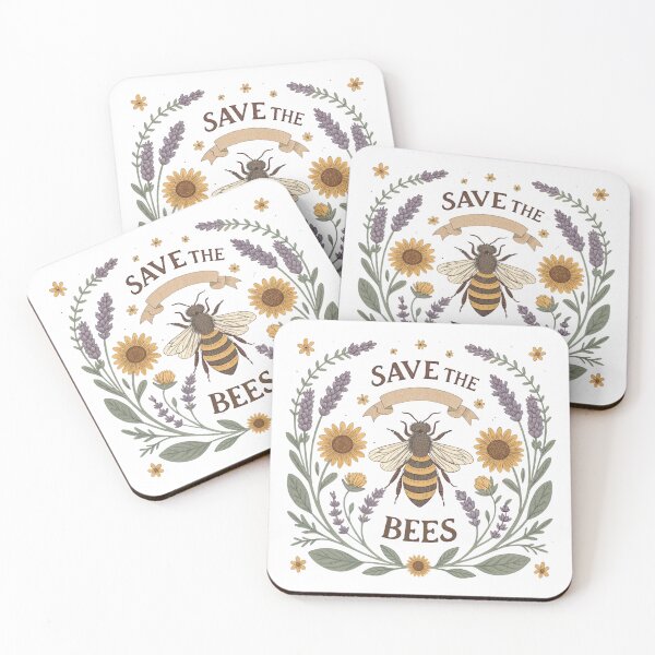 Item preview, Save the Bees – Vintage Floral Wreath Botanical Bee Illustration designed and sold by A1MarketDesigne.
