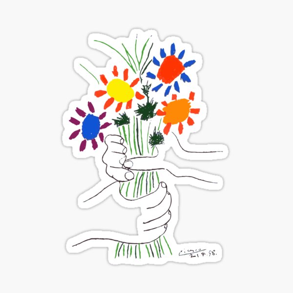 Pablo Picasso Bouquet Of Peace 1958 (Flowers Bouquet With Hands) or Le Bouquet de la Amitié (friendship) Sticker
