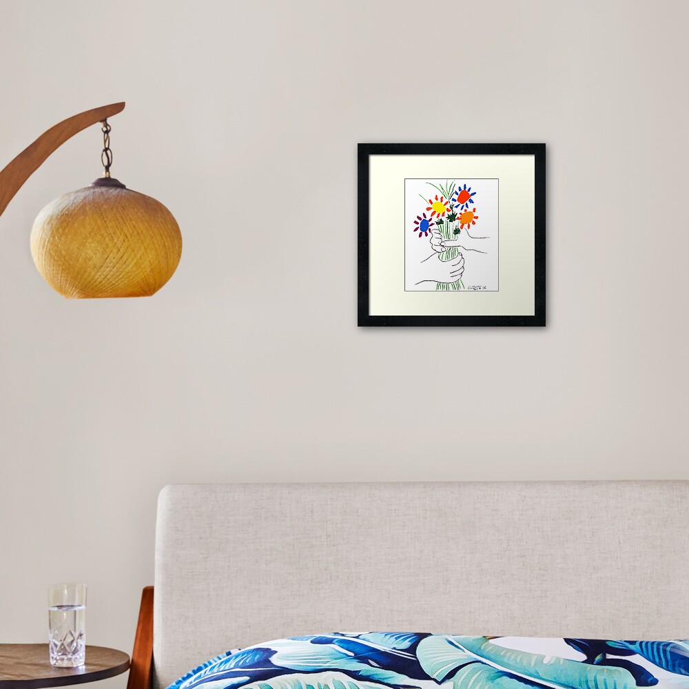 Pablo Picasso Bouquet Of Peace 1958 (Flowers Bouquet With Hands) or Le Bouquet de la Amitié (friendship) Framed Art Print