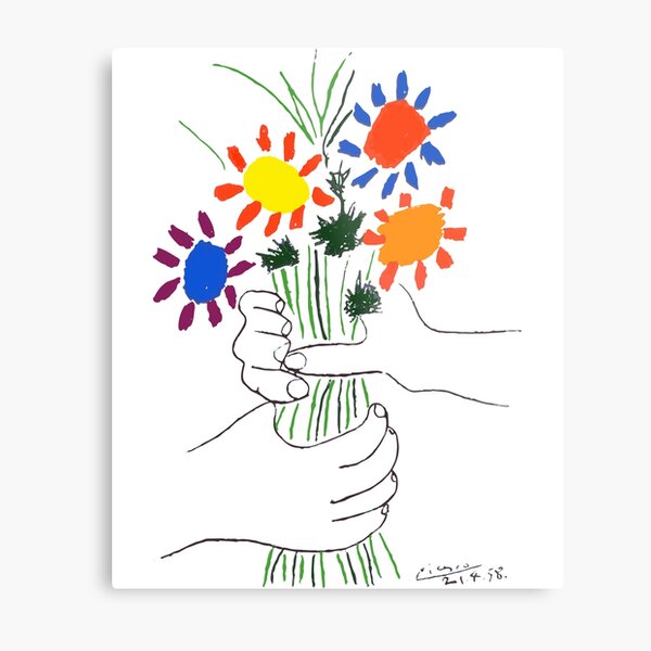 Pablo Picasso Bouquet Of Peace 1958 (Flowers Bouquet With Hands) or Le Bouquet de la Amitié (friendship) Metal Print