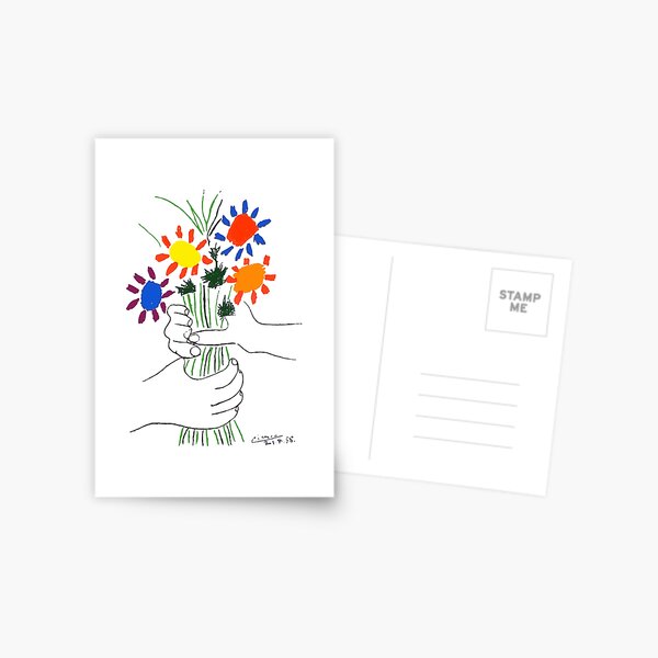 Pablo Picasso Bouquet Of Peace 1958 (Flowers Bouquet With Hands) or Le Bouquet de la Amitié (friendship) Postcard