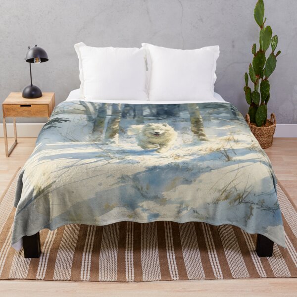 Item preview, A Samoyed bounding through a snowy forest, Dogs in Motion designed and sold by CDC40.