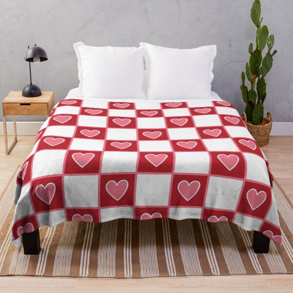 Item preview, Pink hearts white-red chess pattern designed and sold by LilianGrfld.