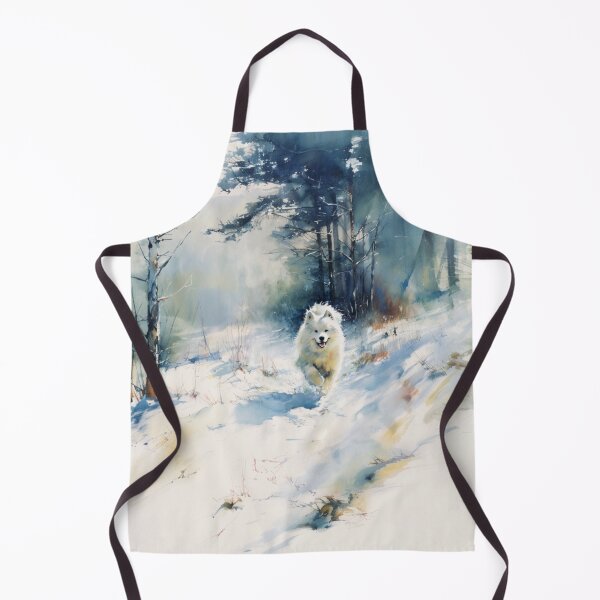 Item preview, A Samoyed bounding through a snowy forest, Dogs in Motion designed and sold by CDC40.