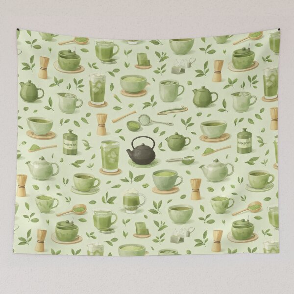 Item preview, Green Tea Ceremony Seamless Pattern Illustration designed and sold by juthamas8426.