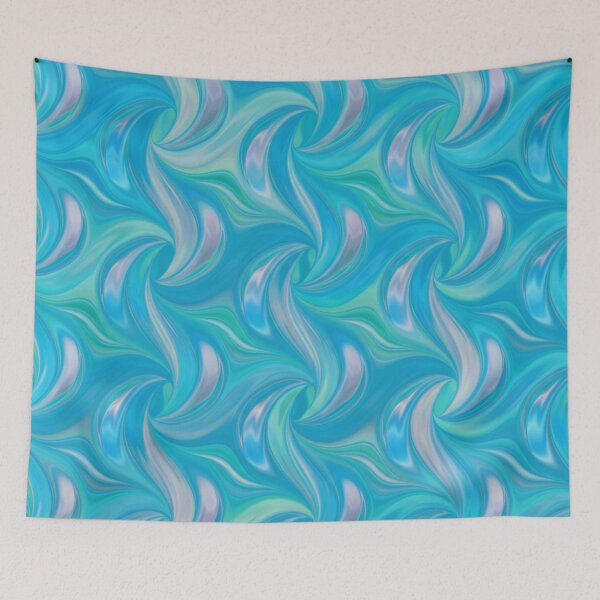 Item preview, Fluid Holographic Teal Aqua Fractal Flow designed and sold by JillyJ05.