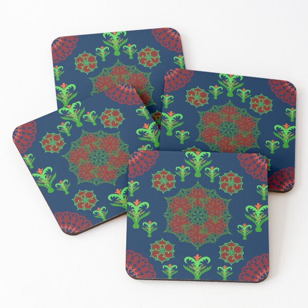 Item preview, Navy Vintage Red Floral Mandala designed and sold by OIL Pattern Design .
