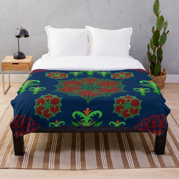 Item preview, Navy Vintage Red Floral Mandala designed and sold by OIL Pattern Design .