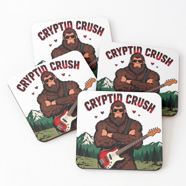 Item preview, Cryptid Crush Bigfoot Bass Guitar | Sasquatch Romance | Rock Lover designed and sold by Ink & Vibes.