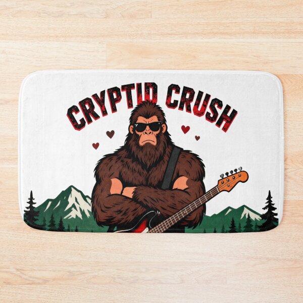 Item preview, Cryptid Crush Bigfoot Bass Guitar | Sasquatch Romance | Rock Lover designed and sold by Ink & Vibes.