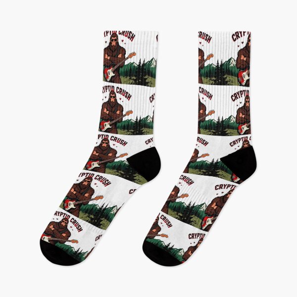 Item preview, Cryptid Crush Bigfoot Bass Guitar | Sasquatch Romance | Rock Lover designed and sold by Ink & Vibes.