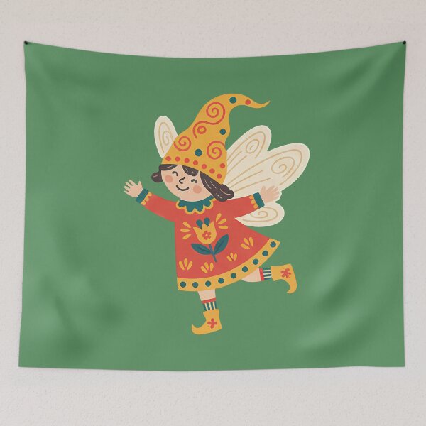 Item preview, Flying Fairy – Scandinavian Folk Art by heidiannemorris © designed and sold by FOLK ART FUSION by heidiannemorris.