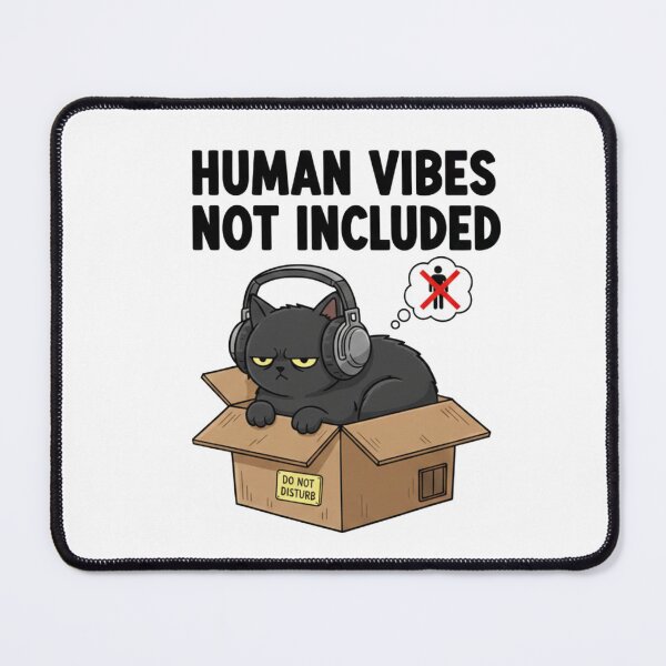 Item preview, Human Vibes Not Included T-Shirt – Funny Introvert Cat Graphic Tee designed and sold by Iunova.
