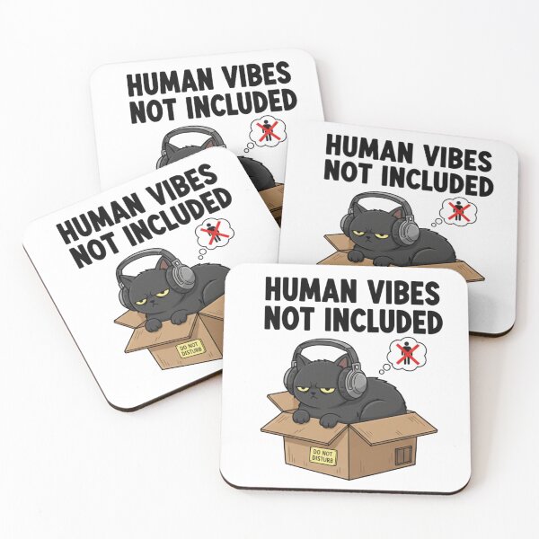 Item preview, Human Vibes Not Included T-Shirt – Funny Introvert Cat Graphic Tee designed and sold by Iunova.