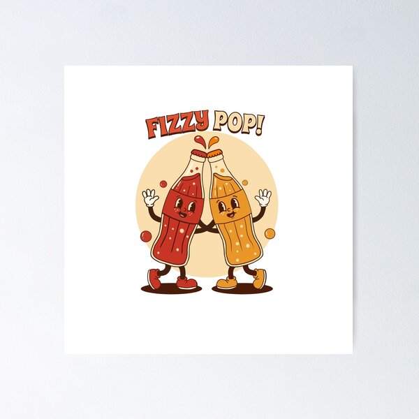 Item preview, Groovy Fizzy Pop Duo: Retro 70s Soda Cheers designed and sold by Minimochi Art.