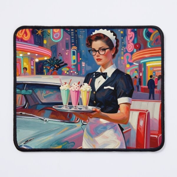 Item preview, Milkshake Shift – Neon 1950s Diner Waitress Art designed and sold by MooLaLa.Store.
