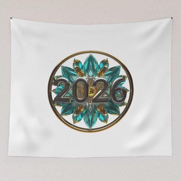Item preview, 2026 New Year Bio-Digital Bloom - Futuristic Teal & Liquid Chrome Aesthetic designed and sold by sa-prints.