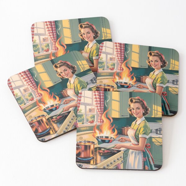 Item preview, It’s All Fine – Retro 1950s Kitchen Chaos Art designed and sold by MooLaLa.Store.