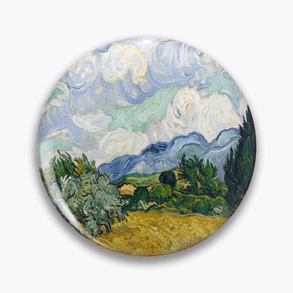 Item preview, Van Gogh Wheat Field Cypresses Poster Post-Impressionist, Swirling Blue Sky Golden Wheat Landscape Print, Provence Cypress Tree Wall Art designed and sold by AbstractAuraArt.