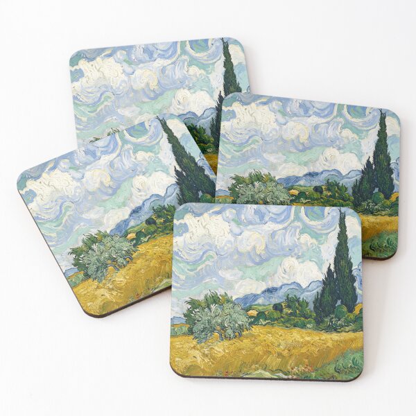 Item preview, Van Gogh Wheat Field Cypresses Poster Post-Impressionist, Swirling Blue Sky Golden Wheat Landscape Print, Provence Cypress Tree Wall Art designed and sold by AbstractAuraArt.