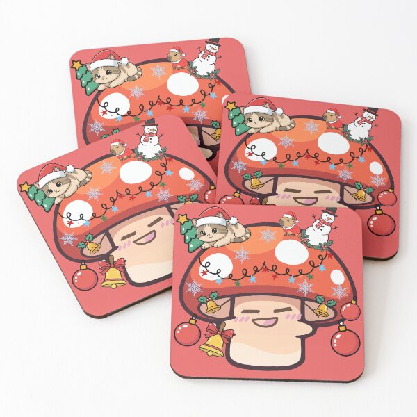Item preview, Festive Christmas Mushroom - Kawaii Cat and Capybara designed and sold by Kanniax.