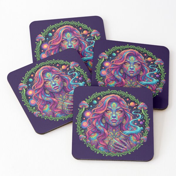 Item preview, Zodiac sign Art Print - Psychedelic female Aquarius designed and sold by Mindwork Creative Arts.