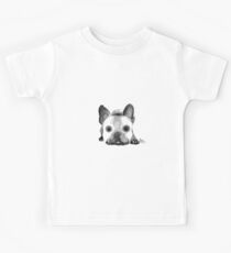 French Bulldog PRiNT ' AM I FRENCH ? B & W ' by Shirley MacArthur Kids Tee