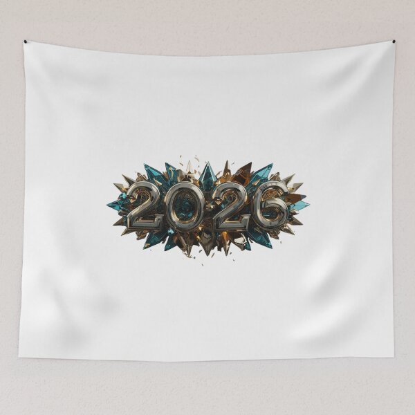 Item preview, 2026 New Year Bio-Digital Bloom - Futuristic Teal & Liquid Chrome Aesthetic designed and sold by sa-prints.