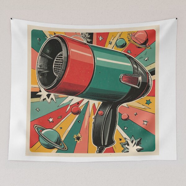 Item preview, Cosmic Blowout: Retro-Futuristic Hair Dryer in Galactic Style designed and sold by ForeverPrintsOK.