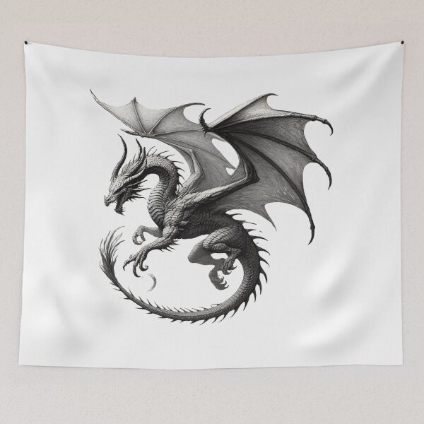 Item preview, Powerful Silver Dragon Fantasy Art designed and sold by lopatowski ART.