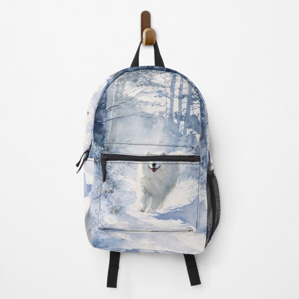 Item preview, A Samoyed bounding through a snowy forest, Dogs in Motion designed and sold by CDC40.