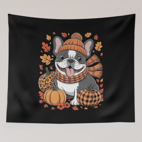 Item preview, French Bulldog Thanksgiving Leopard Pumpkins Fall Leaves  designed and sold by NailMolisa.