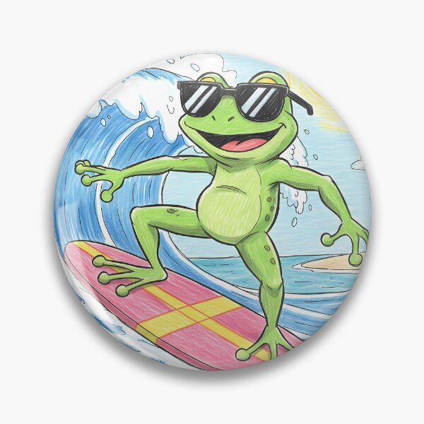 Item preview, Surf’s Up, Cool Frog! – A Retro 90s Cartoon Pencil Sketch designed and sold by RecortShirt.
